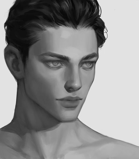 ArtStation - face practice Men Reference Faces, Male Hairstyles Drawing Side View, Men Reference Drawing, Realistic Art Reference, Man Art Reference, Boy Reference Photo, How To Draw 3/4 Face, Man Reference Pose, Realistic Character Art