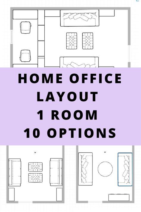 Large Desk For Home Office, Long Room Office Layout, Home Office Configuration Layout, Office Den Combo Layout, Living Room Home Office Combo Layout, Home Office Craft Room Combo Layout, Office In Lounge Room, Office Desk Layout Ideas, Office Layout Two Desks