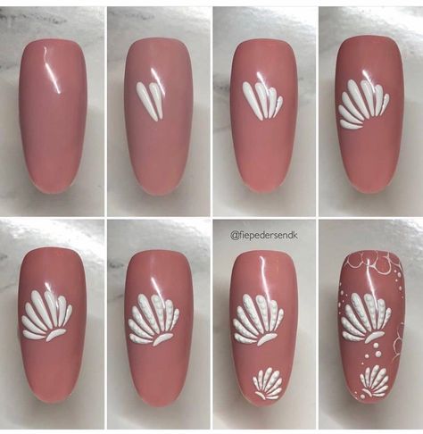 Shell Nail Art, Beach Nail Designs, Unghie Sfumate, Gel Paint, Nail Drawing, Nail Art Techniques, Nail Art Designs Videos, 3d Painting, Cat Kuku