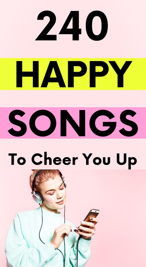 Playlists to listen to when feeling down. Feel good music. Happy songs. How to be happy. Self help. Good playlists to listen to. Happy songs playlist. Songs to listen to. Playlists to listen to. #music #playlist #songs Uplifting Music Playlists, Songs To Boost Your Mood, Songs To Make You Happy, Uplifting Songs Playlists, Feel Good Songs Happy, Girly Songs Playlist, Playlists On Spotify To Listen To, Happy Playlist Songs, Theme Songs For Your Life