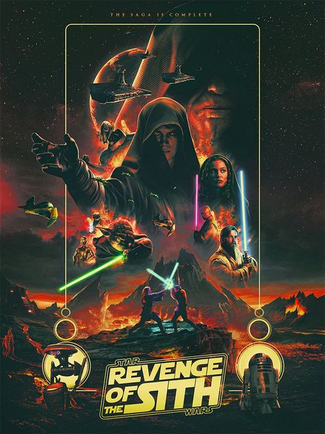 Star Wars Revenge of The Sith Key Art Poster made by Lodgiko follow me on IG for more content Star Wars History, Anakin Vader, Star Wars Painting, Revenge Of The Sith, Star Wars Background, Star Wars Sith, Star Wars Decor, Star Wars Anakin, Star Wars Prints