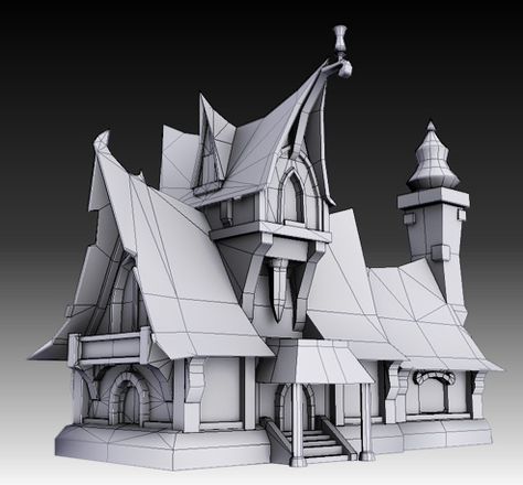 Fantasy props (Based on WoW concept) - Polycount Forum Fantasy House, Disneysea Tokyo, Cartoon House, 3d Concept, Fantasy Props, Medieval Houses, 3d Modelle, Low Poly Art, Fantasy Concept Art