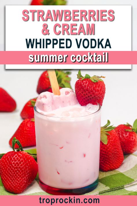 Cool and Creamy Summer Cocktail. Strawberries and Cream deliciousness with whipped vodka. Summer Drinks, Vodka Drinks, Summer Vodka Drinks and Strawberry Cocktails. Strawberry Vodka Drinks Cocktails, Drinks To Make With Whipped Vodka, Strawberry Cream Alcohol Drinks, Carmel Kiss Vodka Drinks, Strawberries And Cream Alcoholic Drink, Mixed Drinks With Whipped Vodka, Whipped Vanilla Vodka Drinks, Recipes With Whipped Vodka, Whipped Cream Vodka Drinks Recipes