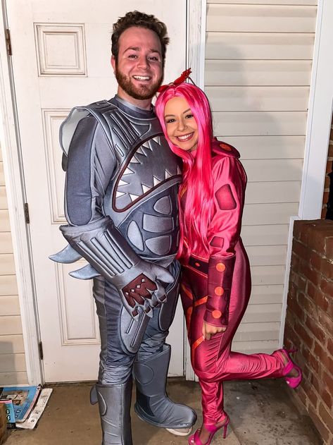 Shark Boy Lava Girl Costume, Shark Boy And Lava Girl Costumes, Lava Girl Halloween Costume, Lava Girl Costume, Shark Boy Costume, Shark Boy And Lava Girl, Bff Costumes, Diy Girls Costumes, Couple Halloween Costume