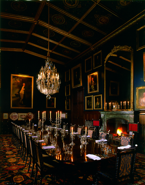 Dining Room at Eastnor Castle Castle Dinning Room Aesthetic, Castle Aesthetic Dining Room, Dark Castle Dining Room, Gothic Dining Room Aesthetic, Dining Room Gothic, Gothic Mansion Wedding, Gothic Victorian Dining Room, Old Dining Room Aesthetic, Feast Aesthetic Dark