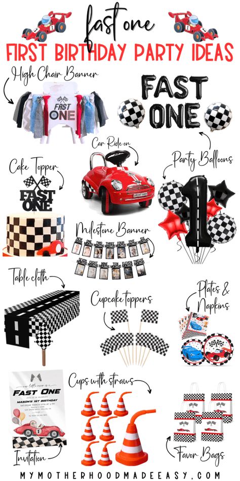 Fast Ones Birthday, Race Car Party Decorations 1st Birthday, Race Car Theme 1st Birthday Party, Wheel Themed First Birthday, Fast One 1st Birthday Party Theme, 1st Car Birthday Party, Cars Birthday Party Decorations Free Printable, First Birthday Party Car Theme, Fast One Decorations