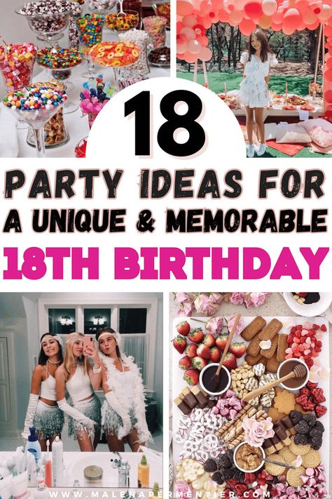 18th birthday party ideas Food For An 18th Birthday Party, Easy 18th Birthday Ideas, Things To Do At 18th Birthday Party, Girly 18th Birthday Party, Decorating For 18th Birthday, 18th Bday Theme Party Ideas, 18th Birthday Outdoor Party Ideas, 18th Decoration Ideas, Craft Ideas For Birthday Parties