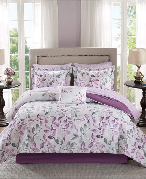 White Sheet Set, Floral Comforter Sets, Home Essence, Purple Bedding, Twin Comforter Sets, Floral Comforter, Cotton Bedsheets, Bed In A Bag, King Comforter Sets