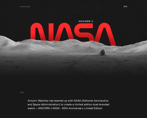 Landing page for Anicorn x NASA on Behance Nasa Graphic Design, Nasa Watch, Planet Project, Nasa Poster, Childrens Watches, Information Poster, Space Projects, Motion Graphics Design, Information Architecture