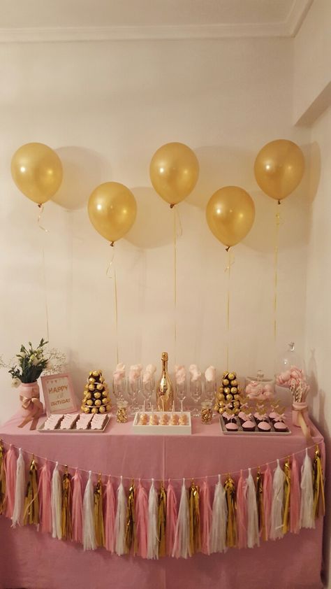 Pink And White And Gold Birthday Party, 50th Birthday Pink And Gold, Pink And Gold Decorations Birthday, Pink And Gold Graduation Party Decorations, Pink White Gold Party Decoration, Gold Pink And White Party, Pink And Gold Birthday Party Women, Birthday Party Decorations Pink And Gold, Graduation Party Rose Gold