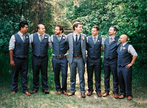 Groom's Party Attire ideas up on Cinderollies' blog! Grey Groomsmen, Wedding Suits Men Grey, Blue Groomsmen Suits, Groomsmen Vest, Navy Groomsmen, Blue Groomsmen, Wedding Groomsmen Attire, Groomsmen Grey, Grooms Party