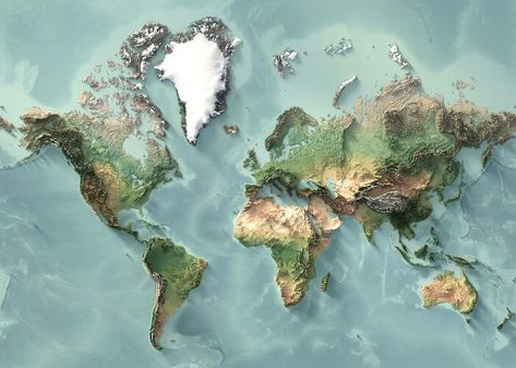 World Geography Map, Topography Map, Ocean Wall Decor, Geography Map, Satellite Maps, Earth Map, World Map Wallpaper, Elevation Map, Map Wallpaper