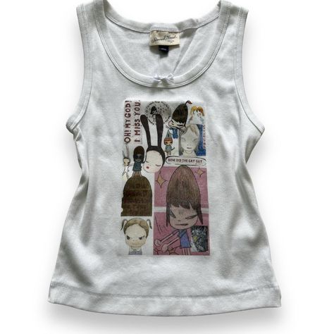 yoshitomo nara reworked tank 🍎🩷🐇 available in sizes... - Depop Coquette Tank Top, Yoshitomo Nara, Womens Tank Tops, Clothes Inspiration, Dream Clothes, Look Cool, Womens Tank, Aesthetic Clothes, Pretty Outfits