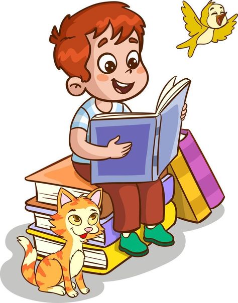 cute little children reading a book cartoon vector Cartoons Reading Books, Reading Cartoon, Cartoon Book, Reading Pictures, Book Cartoon, Children Reading, Cartoon Books, Boy Drawing