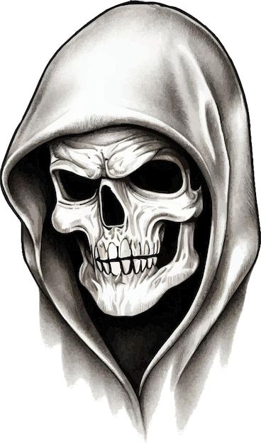 Vector tattoo design | Premium Vector #Freepik #vector #art #black-white #logo #tattoo Sketch Art Tattoo Style, Dark Graffiti Aesthetic, Cool Skull Drawings Easy, Grim Reaper Art Drawings, Funny Skull Tattoo, Cool Skull Drawings Sketches, Grim Reaper Tattoo Stencil, Skull Stencil Templates, Spooky Drawings Sketches