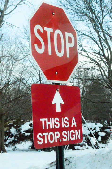 This stop sign has a sign under it to remind you that the above stop sign is a stop sign Funny Road Signs, Funny Warning Signs, Captain Obvious, Best Friend Quotes Funny, Hilarious Photos, Stop Sign, Traffic Signs, Road Signs, Best Friend Quotes