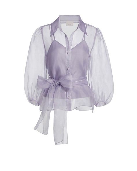 Elegant long sleeve organza blouse. Transparent organza image 2 Transparent Tops For Women, Organza Blouse Designs, Organza Outfit, Organza Tops, Organza Styles, Organza Jacket, Organza Shirt, Saree Blouse Neck Designs, Organza Blouse