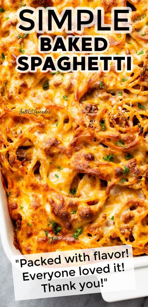 Essen, Easy Baked Spaghetti Recipe, Easy Baked Spaghetti, Spaghetti Recipes Easy, Baked Spaghetti Recipe, Meal Train Recipes, Spaghetti Recipe, Beef Casserole Recipes, Pasta Dinner Recipes