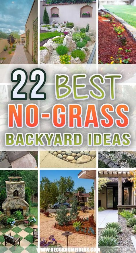 Best No Grass Backyard Ideas. These cheap no-grass backyard ideas are just what you need if you're after an affordable makeover that requires minimal upkeep. #decorhomeideas Backyard Pavers On A Budget, Yards With No Grass Ideas, Yard Without Grass Ideas, Small Garden Ideas Low Maintenance Backyard Designs, Small Stone Garden Ideas, Low Maintenance Patio Ideas, Small Low Maintenance Backyard, Grass Free Garden, Backyard No Grass Landscaping