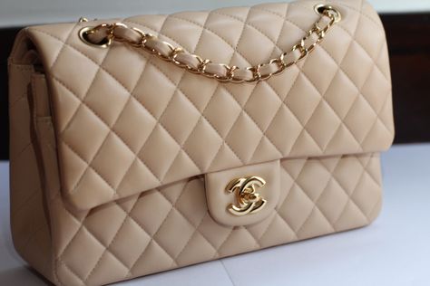 Chanel Medium Classic Flap (either Single or Double Flap), Beige/Cream? in Gold Hardware. Caviar Leather Channel Double Flap Bag, Chanel Cream Bag, Medium Chanel Classic Bag, Channel Flap Bag, Chanel Classic Flap Bag Beige, Chanel Flap Bag Beige, Cream Designer Bag, Chanel Medium Classic Flap, Cream Chanel Bag