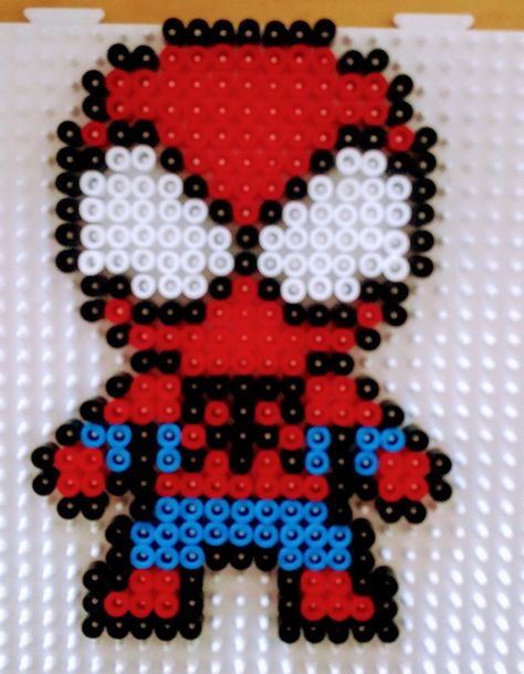 Spiderman beads #perleshama Spiderman Melty Beads, Spiderman Beads Pattern, Perler Beads Ideas Spiderman, Pyssla Ideas Spiderman, Iron Beads Spiderman, Perler Beads Spider Man, Spiderman Bead Pattern, Spiderman Perler Beads Small, Perler Bead Superhero