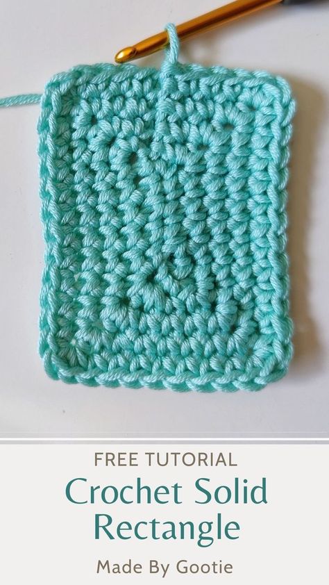 Amigurumi Patterns, How To Crochet A Granny Rectangle, Solid Granny Rectangle Pattern, Crochet Oblong Pattern, Solid Rectangle Granny Square Pattern, Crochet Rectangle Base For Bag, How To Crochet Rectangle, No Holes Granny Square Free Pattern, Crochet Basket Rectangle