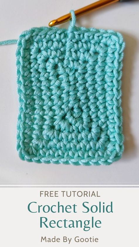 Amigurumi Patterns, Solid Granny Rectangle Pattern, Granny Rectangle Crochet Pattern, Solid Rectangle Granny Square Pattern, How To Crochet Rectangle, Crochet Rectangle Base For Bag, No Holes Granny Square Free Pattern, Crochet Basket Rectangle, Solid Crochet Square