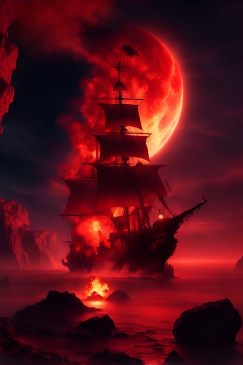 Pirate Expedition Fantasy Pirate Ship Design, Pirate Ship On Fire, Pirate Fantasy Art, Pirate Ship Wallpaper, Pirates Wallpaper, Ghost Ship Art, Pirate Ship Painting, Blackbird Art, Pirate Illustration