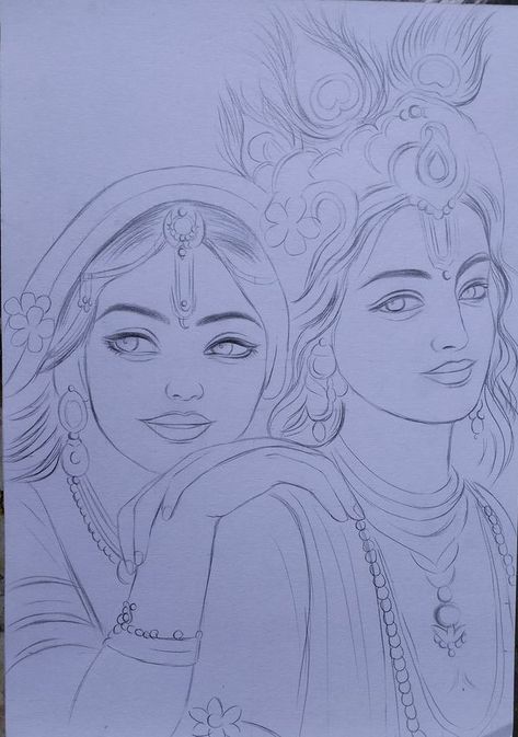 Jayanta Roy Sketches To Draw For Beginners, Nature, Shree Krishna Sketch Pencil, Krishna Radha Pencil Drawing, Pencil Art Drawings Radha Krishna, Radha Krishna Sketches Easy, Radha Krishna Drawings Easy, How To Draw Lord Krishna, Radha Krishna Easy Sketch