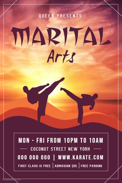 Printable Martial arts class advertisement poster design Capoeira, Martial Arts Banner, Karate Banner, Martial Arts Club, Karate Club, Young Warrior, Karate Classes, Best Martial Arts, Karate Martial Arts