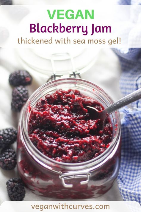 This blackberry jam recipe is easy, simple, and ready in 15 minutes! Made with only Dr. Sebi recommended ingredients, it’s perfect for your alkaline vegan lifestyle! The jam is thickened with sea moss gel (no pectin) and sweetened with agave nectar. It only takes 4 ingredients to make this delicious jam. Canning is easy. Simply add to a clean glass jar and refrigerate! Use this jam to make some blackberry breakfast bars or to use on top of your favorite nut butter! Vegan Weight Gain, Blackberry Breakfast, Blackberry Jam Recipe, Alkaline Breakfast, Chia Jam Recipe, Jam Canning, Blackberry Jam Recipes, Vegan Gluten Free Breakfast, Vegan Recepies