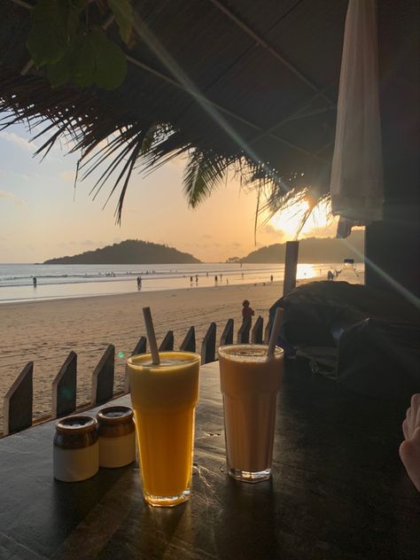 #beach #sunset #aesthetic #summer #travel #india Goa India Aesthetic, Indian Summer Aesthetic, Beach Girlie, Beach Sunset Aesthetic, Nandi Hills, Tropical Luxury, Summer Vision, India Holidays, Header Aesthetic