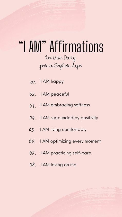 Discover your inner mantra with these empowering 'I AM' statements! From embracing comfort to living the soft girl era, these affirmations are your daily dose of positivity. Pin now to start manifesting your best self! | Lifestyle affirmations statements soft life era positivity quotes positive affirmations for women self-love how to manifest confident women affirmation mindset transformation law of attraction assumption growth happiness peace self-care I Am Positive Affirmations, Soft Girl Affirmations, Soft Girl Era Quotes, Assumptions Quotes, Soft Life Era, Positive Meditation, Lifestyle Affirmations, Mindset Transformation, Best Mindset