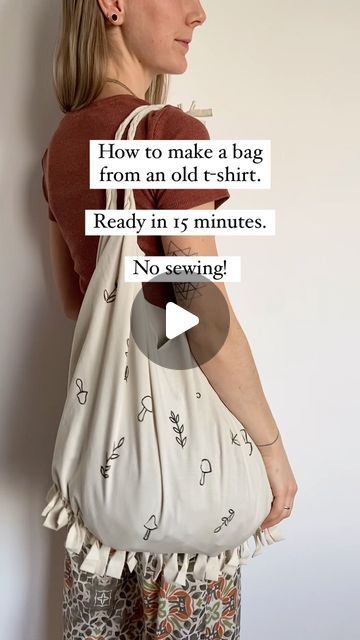 Tela, Couture, Upcycling, Bag Out Of T Shirt, How To Make A Bag Out Of A Shirt, How To Make Handles For Bags, Bag From T Shirt, T-shirt Bag, How To Make A Cloth Bag