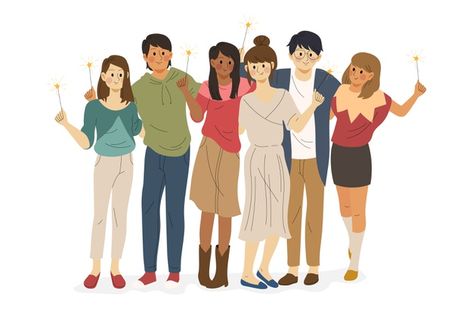 Group of friends together illustration F... | Free Vector #Freepik #freevector #people Illustration Art Friends Group, Illustration Art Friends, Cartoons Group, Friend Together, Friends Illustration, Do A Dot, Group Art, Art Friend, Friends Group