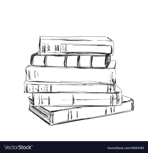 Piles Of Books Drawing, Books On A Table Drawing, Pile Of Books Sketch, Opening Book Drawing, Stacks Of Books Illustration, How To Draw Stacked Books, Pile Of Books Tattoo, Stacked Books Illustration, Book Pile Illustration