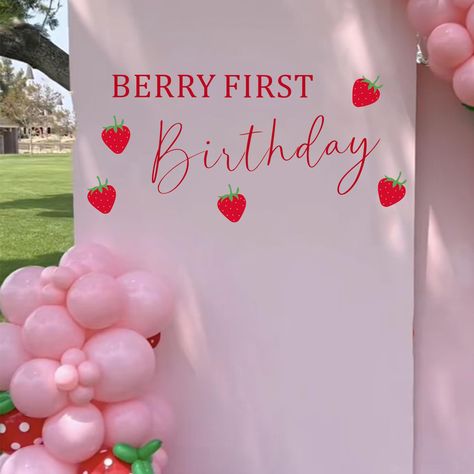 PRICES MAY VARY. 🍓BERRY ONE - A strawberry-themed first birthday party adds a sweet touch to a child's milestone, creating a berry-licious celebration that not only delights their senses but also sows the seeds for a lifetime of joyful memories. 🍓ESAY TO USE - Our wall decals are crafted from eco-friendly materials, ensuring a sustainable touch to your space. They adhere seamlessly to smooth surfaces, providing long-lasting charm. However, they might not stick as well on rough surfaces. 🍓AN O Strawberry Themed Table Decor, Berry First Birthday Aesthetic, First Birthday Themes Disney, Valentine 1st Birthday Girl, First Birthday Girl February Themes, Classic First Birthday Girl, Summer 1st Birthday Party Girl, Berry First Birthday Centerpiece, Berry First Bday