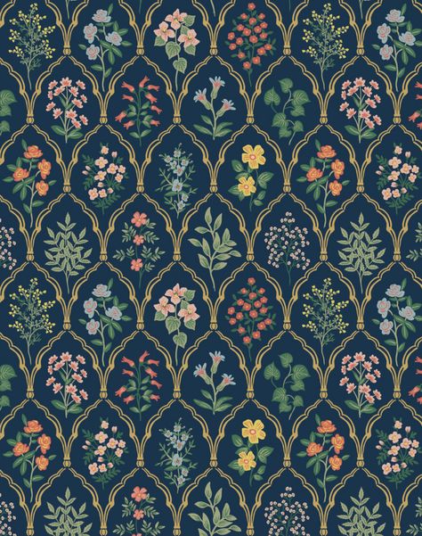 The debut collection from Rifle Paper Co. is timeless, inviting, and filled with their signature florals, expressive illustrations, and custom-colored sisals—each designed to bring unexpected beauty into the real world. Now available at The Pattern Collective! Foto Transfer, Textil Design, Navy Wallpaper, Textile Pattern Design, Art Aquarelle, White Room, Deco Floral, Bed Set, Textured Fabric