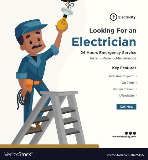 Design For Social Media, Electrician Services, Professional Electrician, Service Jobs, Home Design Living Room, Youtube Banners, Electrical Engineering, Creative Advertising, Emergency Service