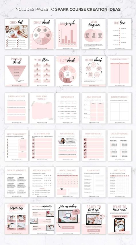 This Course Workbook & Ebook Template for Canva - Blush & Black is perfect for online course creators and for creating an eBook. #Ebook_Design_Layout #Workbook_Layout #Ebook_Template_Design #Canva_Ebook Ebook Design Layout, Workbook Layout, Ebook Template Design, Canva Ebook, Workbook Design, Ebook Design, Ebook Writing, Black Theme, Workbook Template