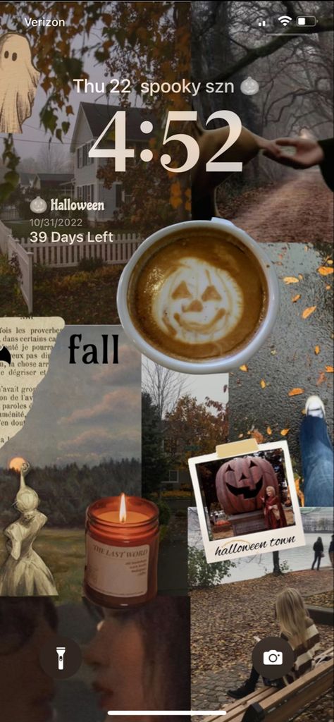 Halloween Ios 16 Lockscreen, Fall Ios Aesthetic, Autumn Aesthetic Phone Layout, Autumn Homescreen Layout, Halloween Ios 16 Homescreen, Ios 17 Aesthetic, Fall Wallpaper Ios 16, Fall Ios Layout, Ios 16 Lockscreen Aesthetic