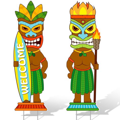 PRICES MAY VARY. 1.Package Include: You will get 2 piece tiki sign luau decoration, the size is about 35.4 x 9.8 inches/ 90 x 25 cm, large size can create an eye catching display in your home, garden or party on Hawaii theme party 2.High Quality Materials: The tiki party supplies are made of high quality hollow plastic sheet, sturdy and waterproof, not easy to fade, which is weatherproof and fade-resistant, can safely stand in rainy, snow or windy weathers, can use a long time 3.Easy to Use: The Tiki Party Decorations, Hawaii Theme Party, Tiki Signs, Beach Dance, Hawaii Themed Party, Tropical Theme Party, Tropical Outdoor, Luau Decorations, Hawaii Theme