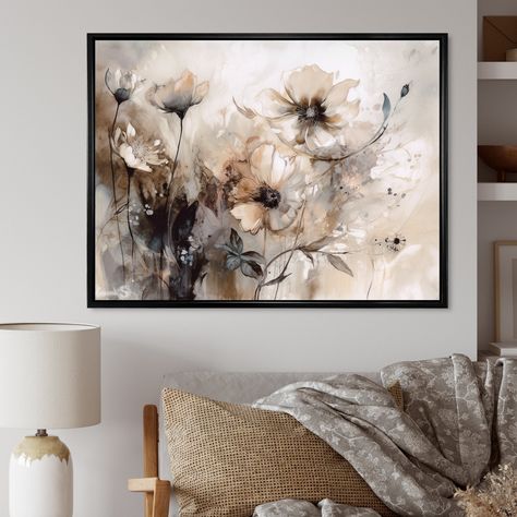 This beautiful Delicate Warm Floral Impressions Framed Canvas Art is printed using the highest quality fade-resistant ink on canvas. Floral Wall Art Prints, Floral Wall Art Canvases, Mural Floral, Floral Wall Art, Kitchen Art, Canvas Home, Room Wall Decor, Floral Wall, Wall Decor Living Room