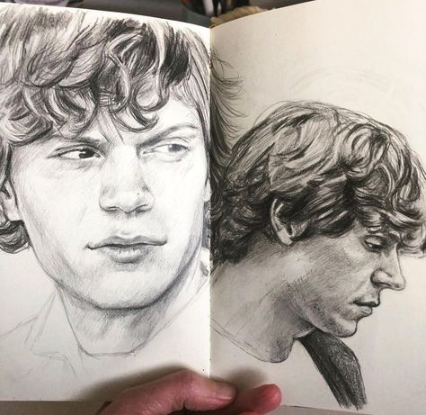 Evan Peters, Evan Peters Sketch, American Horror Story Drawing, Evan Peters Drawing, Evan Peters American Horror Story, Story Drawing, Sketch Notes, Art Drawings Beautiful, Romantic Art