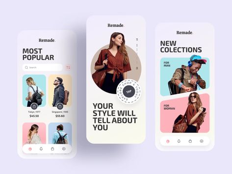 Fashion App Design, Ecommerce App Design, Health App Design, Mobile App Ui Design, Creative Market Design, Ecommerce App, Desain Ui, Mobile App Design Inspiration, Directory Design