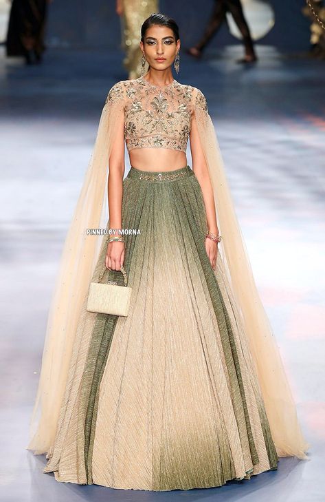 Tarun Tahiliani - Lakme FW 2023 Couture, New Lengha Design, Lehenga Gown Designs, Ombré Dresses, Tarun Tahiliani Lehenga, Indian Wedding Guest Dress, Fw 2023, Sangeet Outfit, Celebrity Fashion Outfits