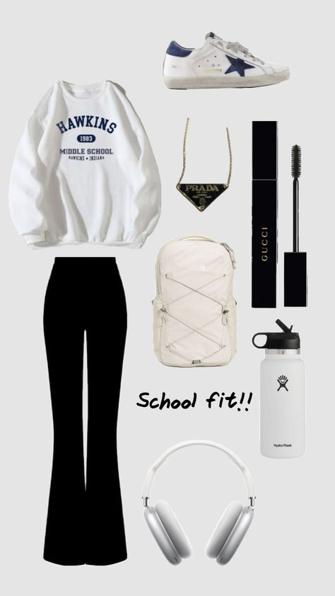 Cute casual school outfit!! #outfit #outfitinspo #schooloutfit Everyday School Outfits, Cute Middle School Outfits, Preppy Outfits For School, Look Legging, Simple Outfits For School, Middle School Outfits, Populaire Outfits, High School Outfits, Casual Preppy Outfits