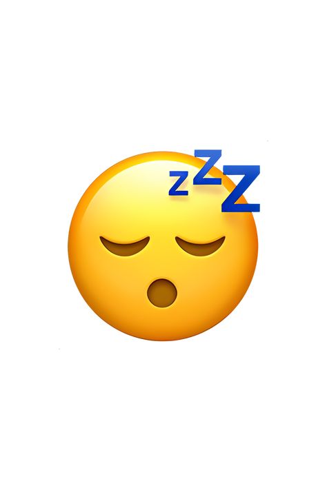 The sleeping face emoji 😴 depicts a yellow face with closed eyes and a peaceful expression. The face is tilted to one side, with a small, blue, puffy cloud above its head, indicating that it is sleeping soundly. The mouth is slightly open, and there are three Z's above the head, indicating that the person is snoring. The overall appearance of the emoji is relaxed and content, conveying a sense of deep sleep and relaxation. Sleeping Emoji Faces, Sleepy Emoji Faces, I Phone Emoji Png, Sleepy Emoji, Sleep Icon, Boring Emoji, Sleeping Emoji, Zzz Sleep, Iphone Emojis