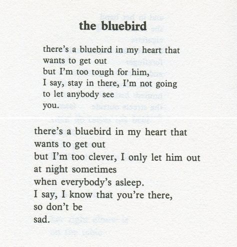 Charles Bukowski Quotes | Charles Bukowski. Bluebird in my heart | Quotes Bukowski, Charles Bukowski, Bluebird In My Heart, Charles Bukowski Quotes, Bird Quotes, Fina Ord, Poem Quotes, Wonderful Words, Some Words