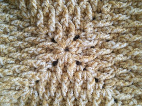 Textured Ripple Granny Square, August 5, 2018 Textured Granny Square Crochet, Textured Granny Square, Double Treble Crochet, Knit Squares, Sunburst Granny Square, Granny Square Tutorial, Scrap Yarn Crochet, Treble Crochet, Crochet Throw Pattern